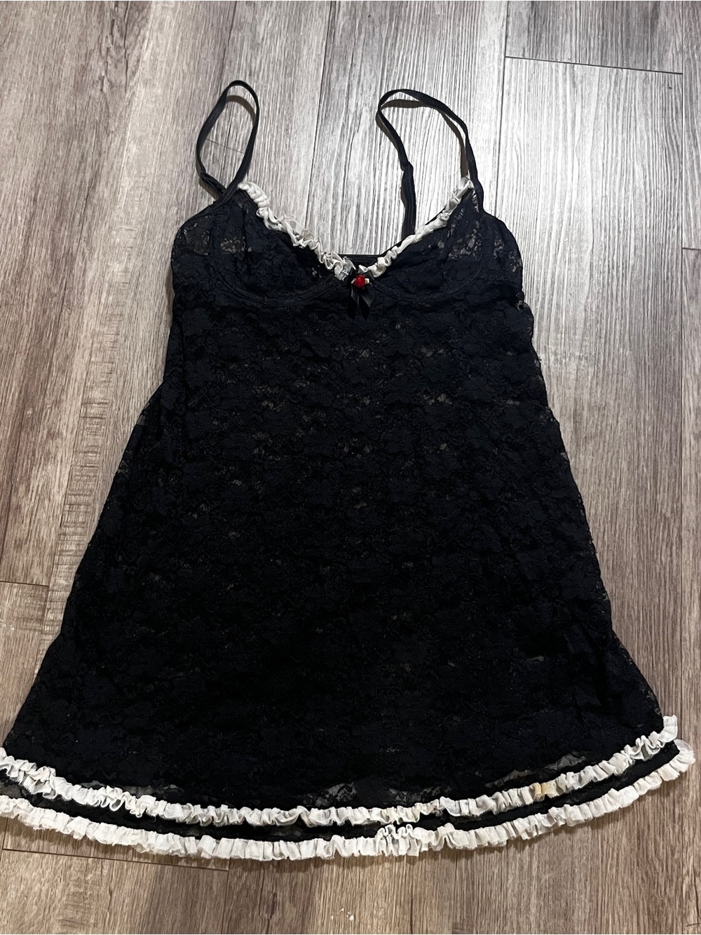 Black Lace Dress with Ruffles